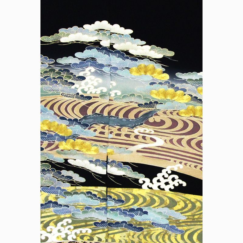 記念感謝祭【仕立無料】本金最高級品☆王朝流水豪華刺繍工芸松図☆特選