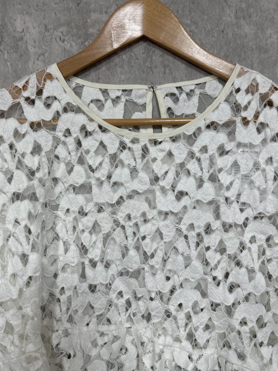 美品 BEARDSLEY ビアズリー タグ付 長袖 リバー レース クロップド