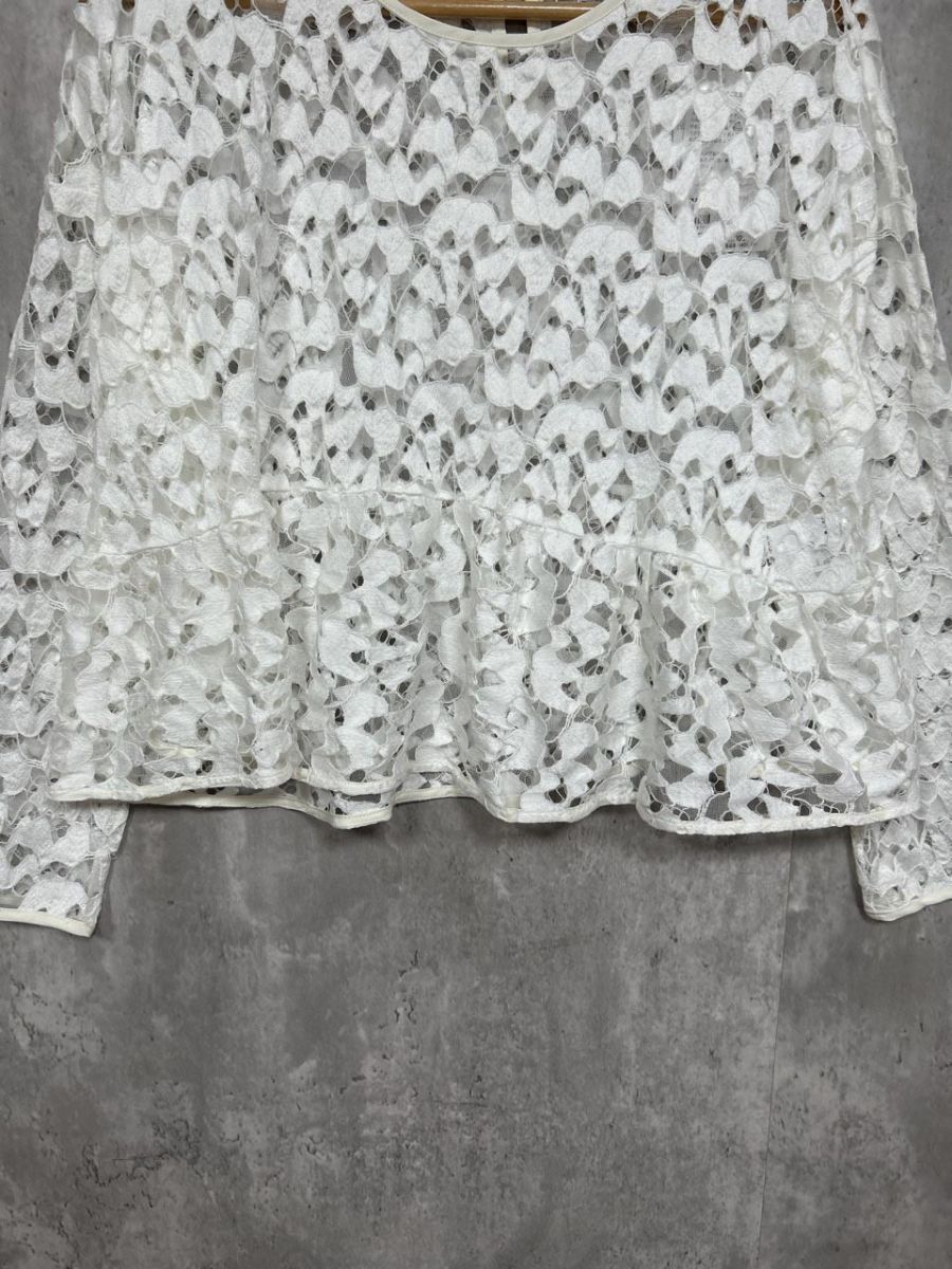 美品 BEARDSLEY ビアズリー タグ付 長袖 リバー レース クロップド