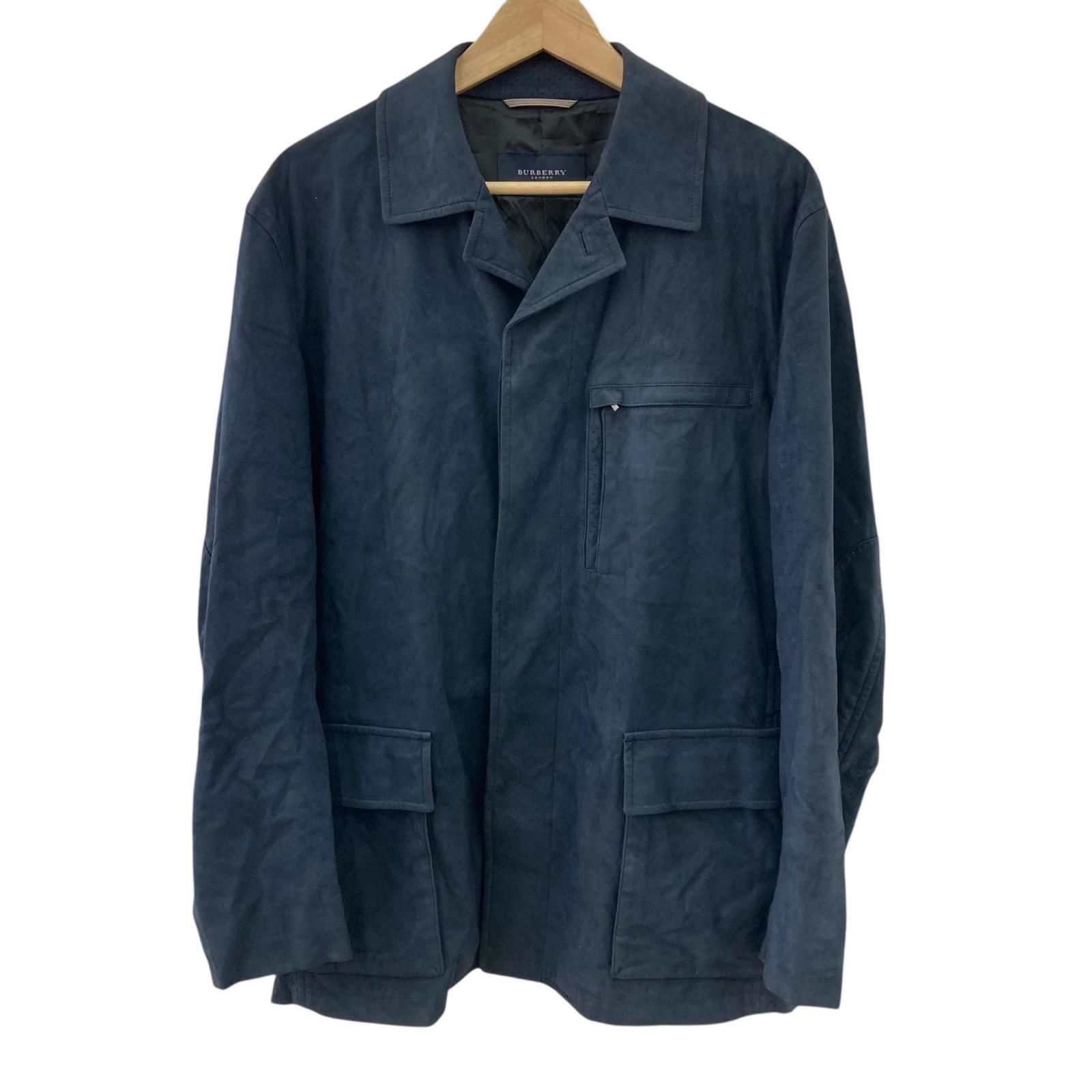 180053 現状品 BURBERRY バーバリー Lサイズ 人工皮革 ジャケット BBR41-408-28 ネイビー メンズ