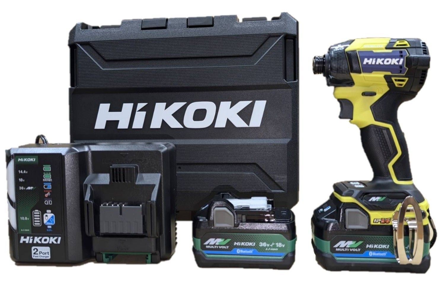 ◇ HIKOKI WH36DD 2XHYSZ コードレスインパクトドライバ 36V マルチボルト スパイダーイエロー 【セット品】 BSL36A18BX リチウムイオン電池 2個 ・ 充電器 UC18YDML ・ケース