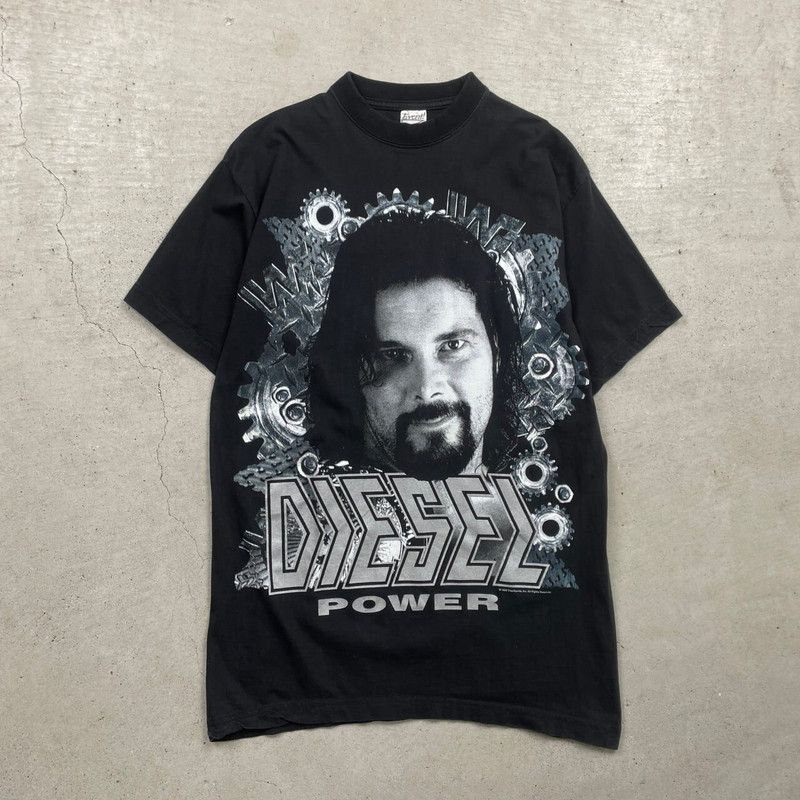 90年代 DIESEL POWER ケビン ナッシュ プロレス プリントTシャツ メンズL-XL相当 古着 90s WWF WCW nWo BIG DADDY COOL VINTAGE ヴィンテージ 黒色