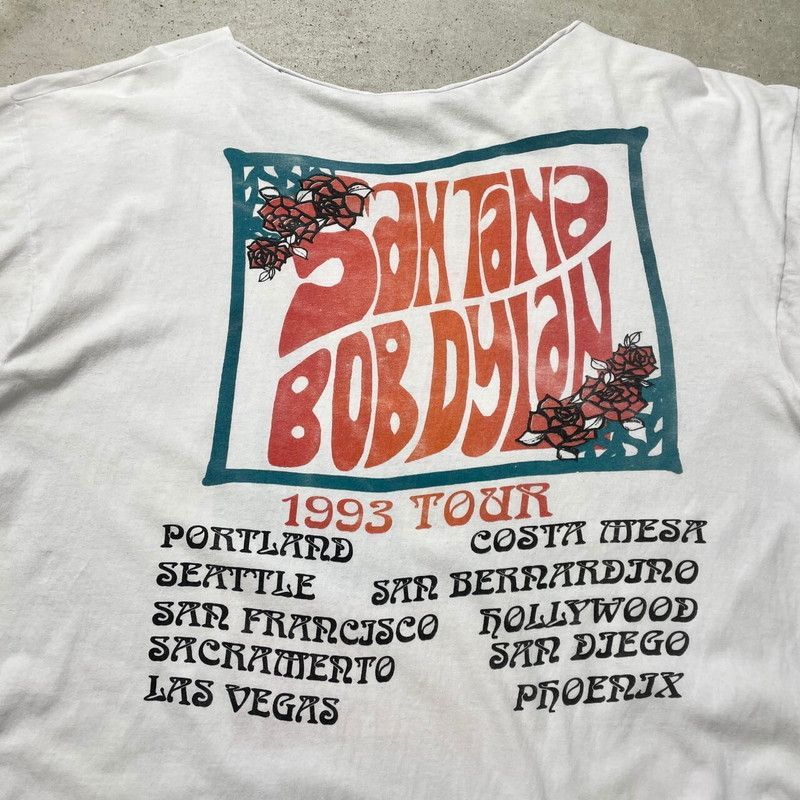 【激レア・90s】ボブ・ディラン1993年ワールドツアー Tシャツ USA製・L 90年代 SANTANA BOB DYLAN サンタナ ボブ ディラン バンドTシャツ