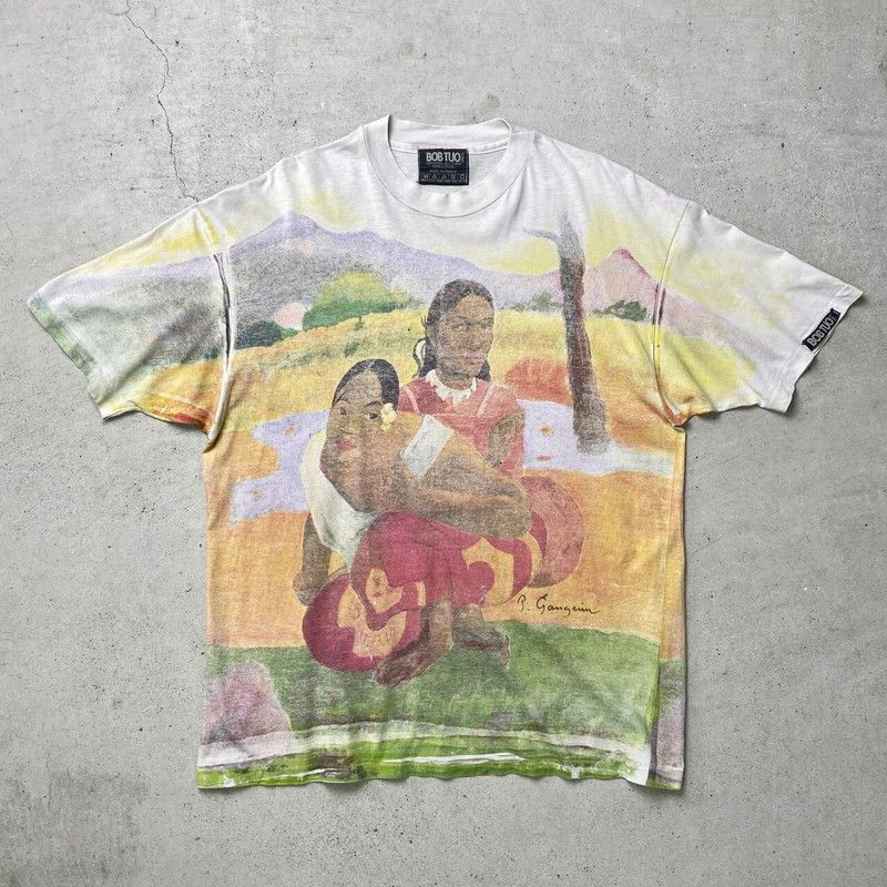 90年代 フランス製 ポール ゴーギャン When will you marry? オールオーバープリントTシャツ メンズXL相当 古着 90s ヴィンテージ VINTAGE シングルステッチ ユーロ Paul Gauguin いつ結婚するの