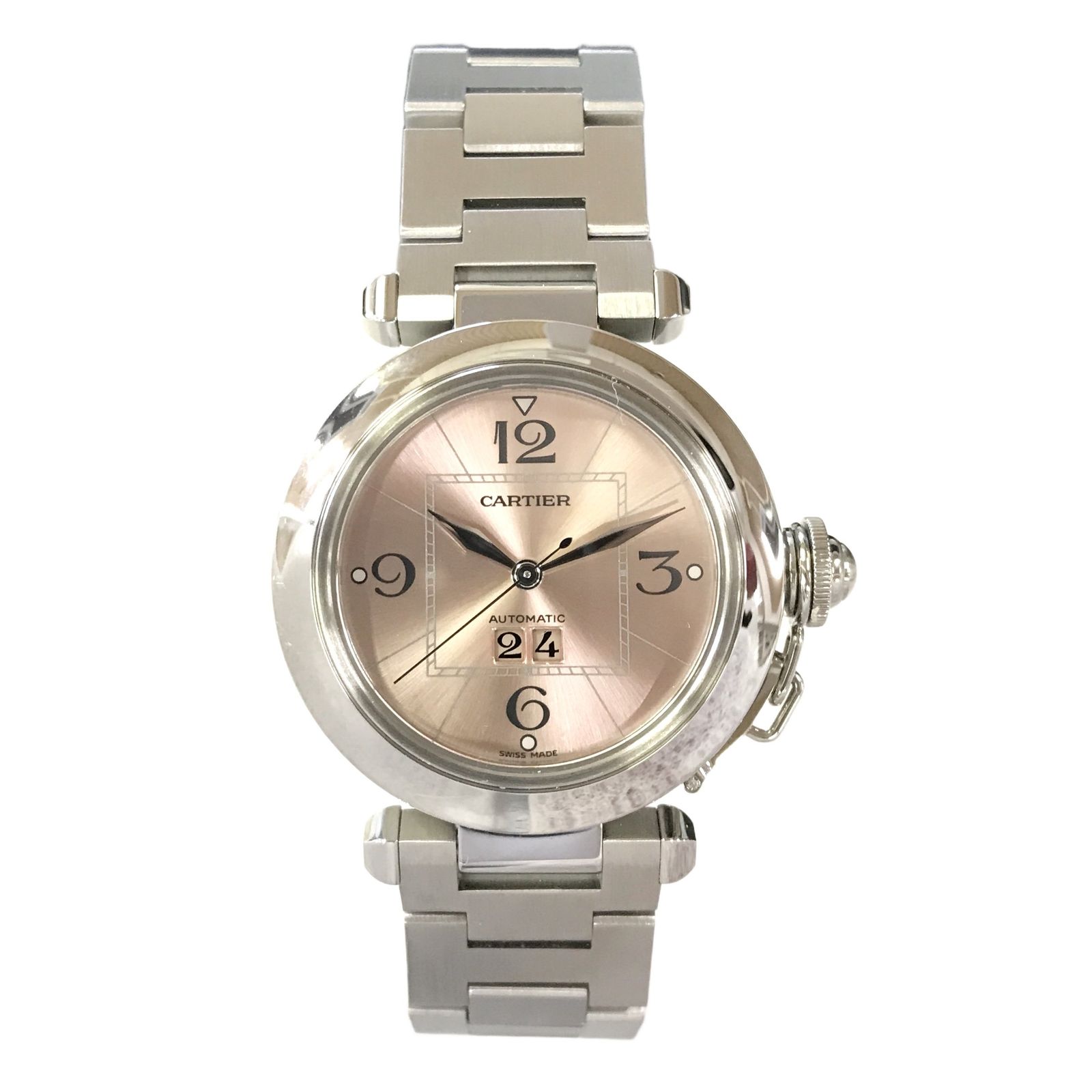 カルティエ Cartier パシャC ビッグデイト ピンク文字盤 W31058M7 自動