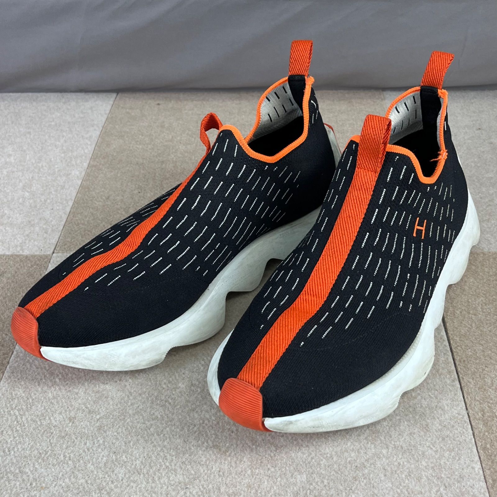 E HERMES エルメス シューズ 靴 スニーカー FR221892ZH 41 2109 スリッポン エクレール ブラック オレンジ