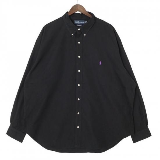 特大 00's ラルフローレン 長袖ボタンダウンシャツ CLASSIC FIT メンズUS-3XB ブラック hsc-0780n