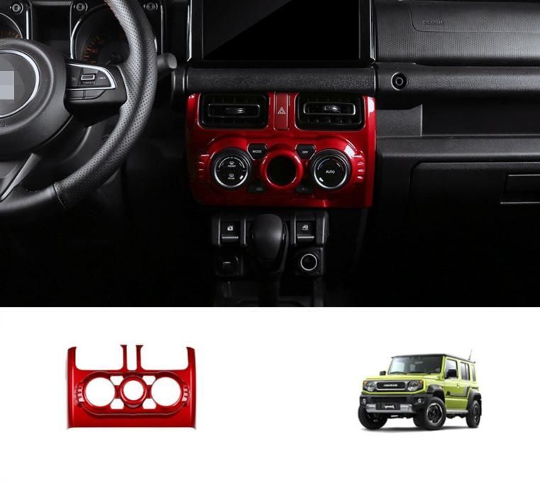 スズキ Suzuki ジムニー ノマド Jimny Nomade 2025年式 AT車用 エアコン吹き出し口ガーニッシュ 1点 カーボン調 ピアノブラック レッド ABS製 貼り付け式 内装保護