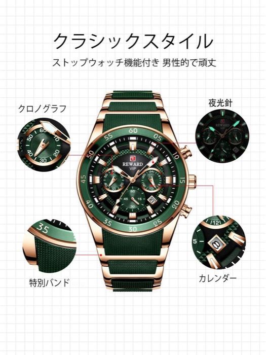 腕時計 メンズ クォーツ メンズ クォーツ腕時計 ビジネスファッションスタイル カレンダー付き 蓄光針 マルチ機能 高品質 ギフト向け クラシックデザイン シリコンウォッチバンド