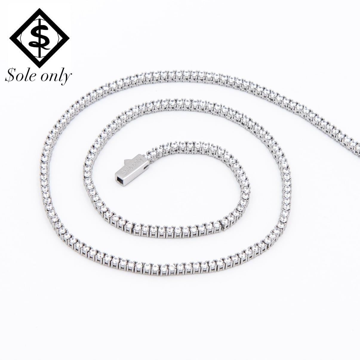$ole only CZ Diamond 2mm テニスチェーン ネックレス CZダイヤ シルバー 銀 Tennis Chain Necklace Silver ソールオンリー メンズ レディース ユニセックス 男女兼用