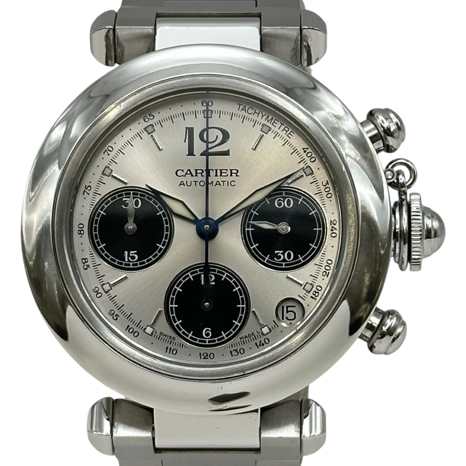 カルティエ Cartier パシャC クロノグラフ W31048M7 シルバー ステンレススチール 自動巻き メンズ 腕時計