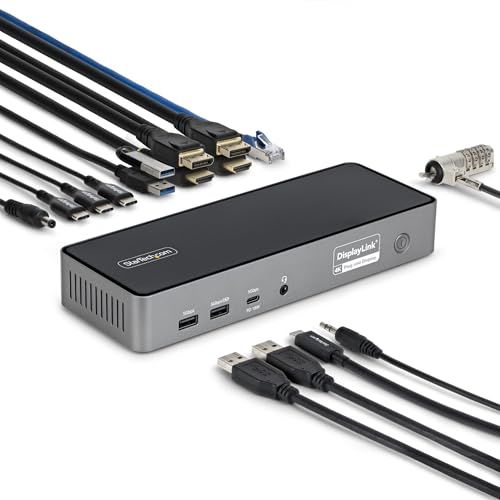 StarTech.com ドッキングステーション USB-C接続 3画面 4K60Hz HDMI + DP 140W PD USBハブ 有線LAN DK30C2DPEPRNyu