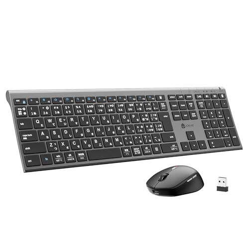 iClever キーボード マウスセット ワイヤレス Bluetooth＆2.4G JIS日本語配列 フルサイズ テンキー付き マウス4段調節可能DPI 静音 薄型 軽量 無線 Type-C充電式 パンタグラフ式 デュアルモード パソコンPC Windowyu