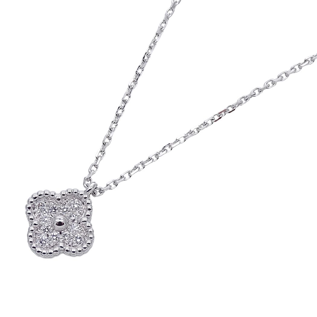 ヴァンクリーフ＆アーペル Van Cleef & Arpels ネックレス スウィートアルハンブラ レディース ブランド 750WG ダイヤモンド ホワイトゴールド ジュエリー 磨き済み 【中古】