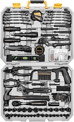DEKO 218点組 工具セット ホームツールセット 家庭用 ツールセット 日曜大工 DIYセット 作業工具セット 家具の組み立て 住まいのメンテナンス用 修理道具セット 便利な収納ケース付き★ a7edab0d