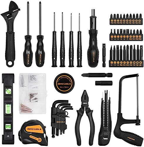 DEKO 218点組 工具セット ホームツールセット 家庭用 ツールセット 日曜大工 DIYセット 作業工具セット 家具の組み立て 住まいのメンテナンス用 修理道具セット 便利な収納ケース付き★ a7edab0d