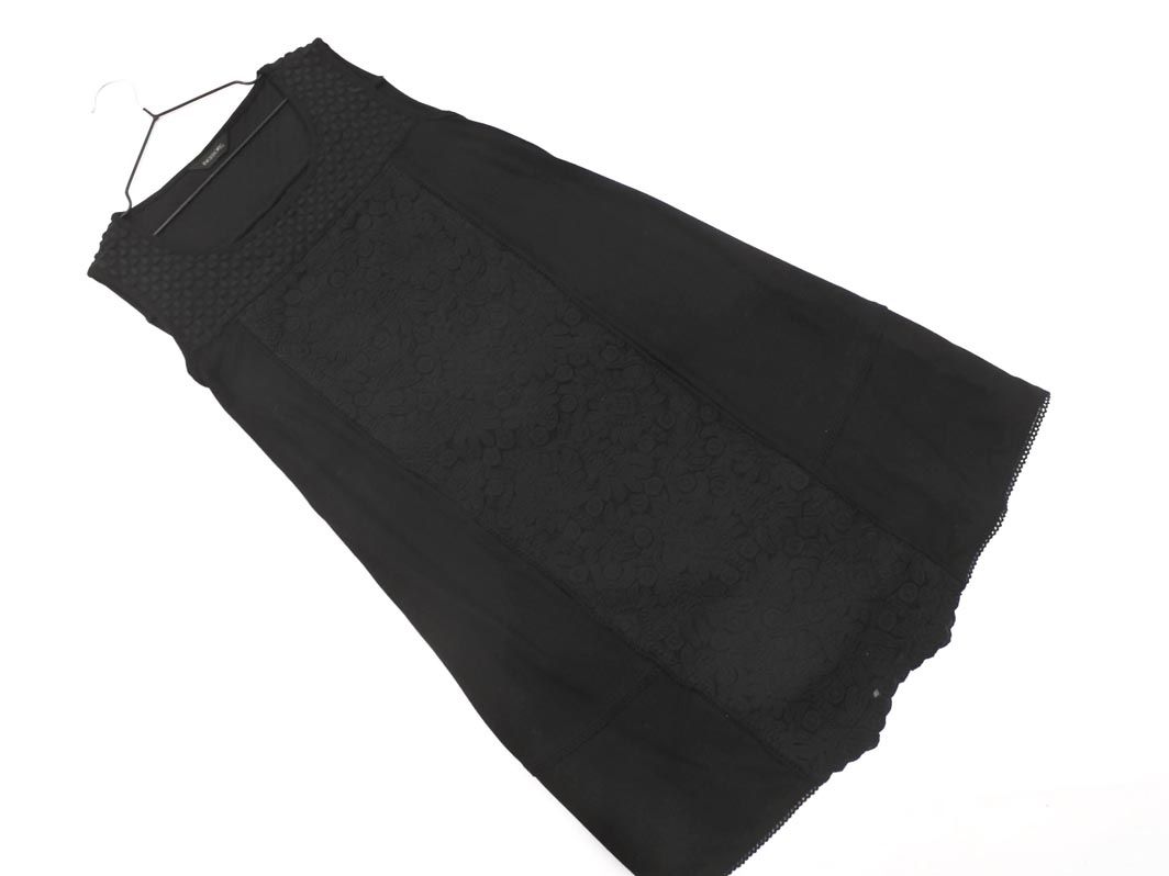 INGEBORG インゲボルグ レース 切替 ノースリーブ ワンピース size3/黒