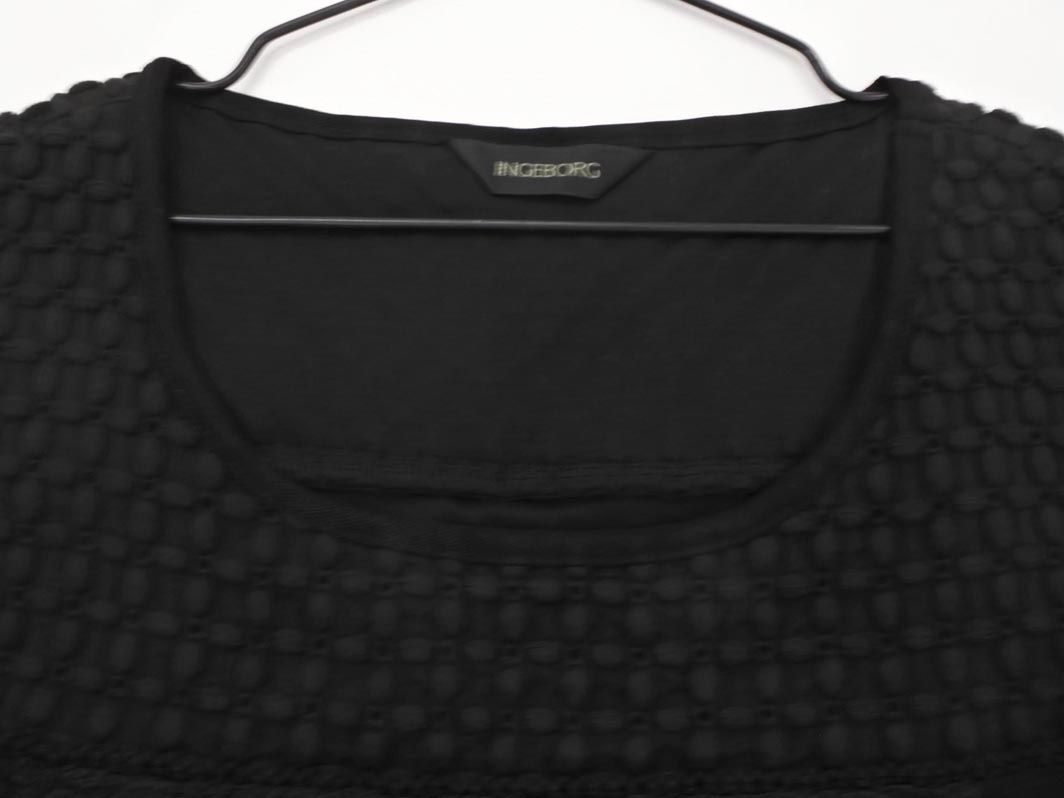 INGEBORG インゲボルグ レース 切替 ノースリーブ ワンピース size3/黒