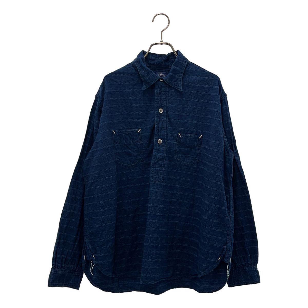 POST O'ALLS / ポストオーバーオールズ | De Luxe Jacquard Indigo ジャガード シャツ | L | インディゴ | メンズ
