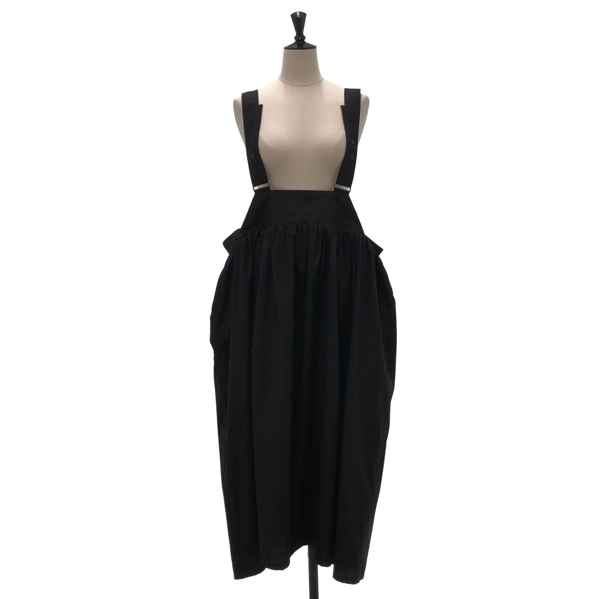 【美品】 Ground Y / グラウンドワイ | COTTON BROAD SUSPENDER SKIRT ギャザースカート | 1 | ブラック | レディース