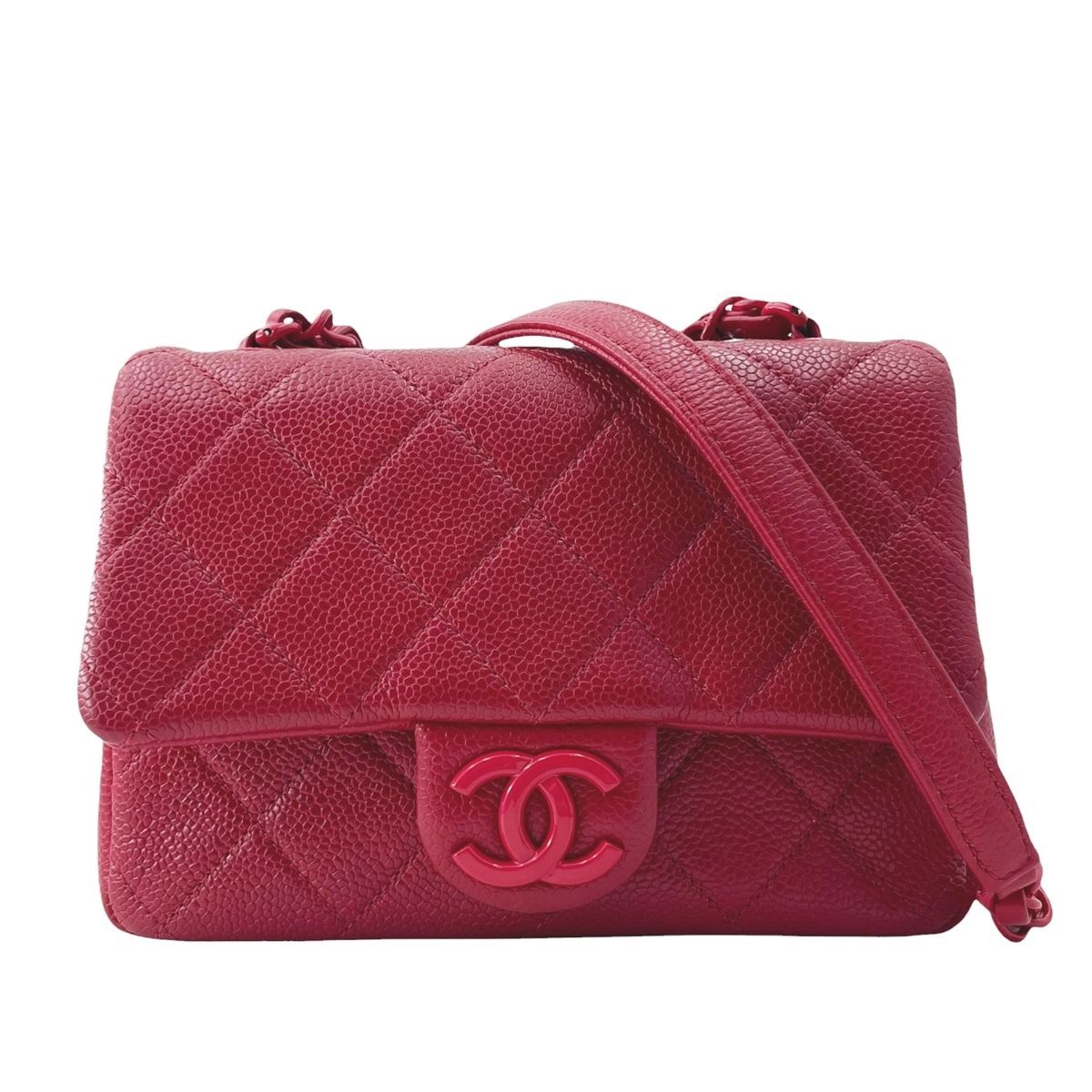 【中古】 CHANEL シャネル ミニマトラッセ チェーンショルダーバッグ AS1784 レッド レッド金具 キャビア チェーンバッグ 29番台 レディース 26018845 HO