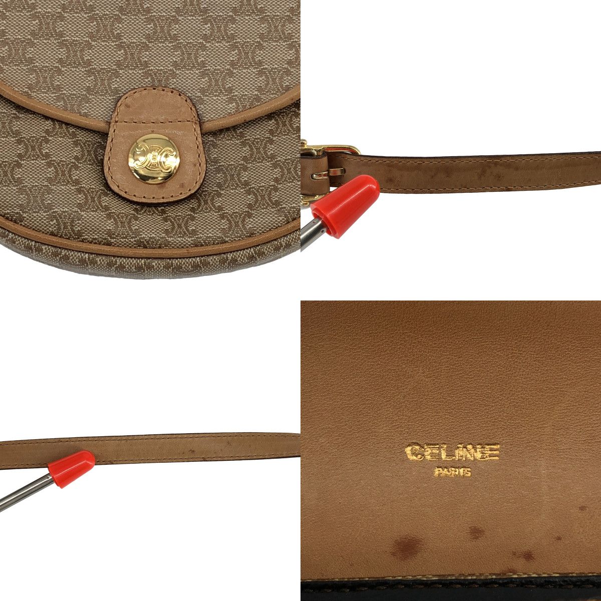 Celine ショルダーバッグ マカダム柄 トリオンフ ベージュ セリーヌ CELINE / セリーヌ | マカダム トリオンフ フラップミニショルダー