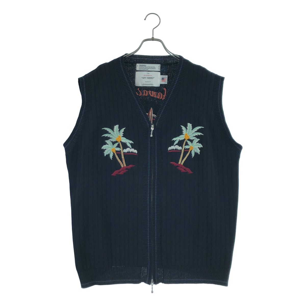 【美品】 DAIRIKU / ダイリク | 2024SS | Hawaii Zip Up Knit Vest エンブロイダリー ジップ ニット ベスト | M | ブラック | メンズ