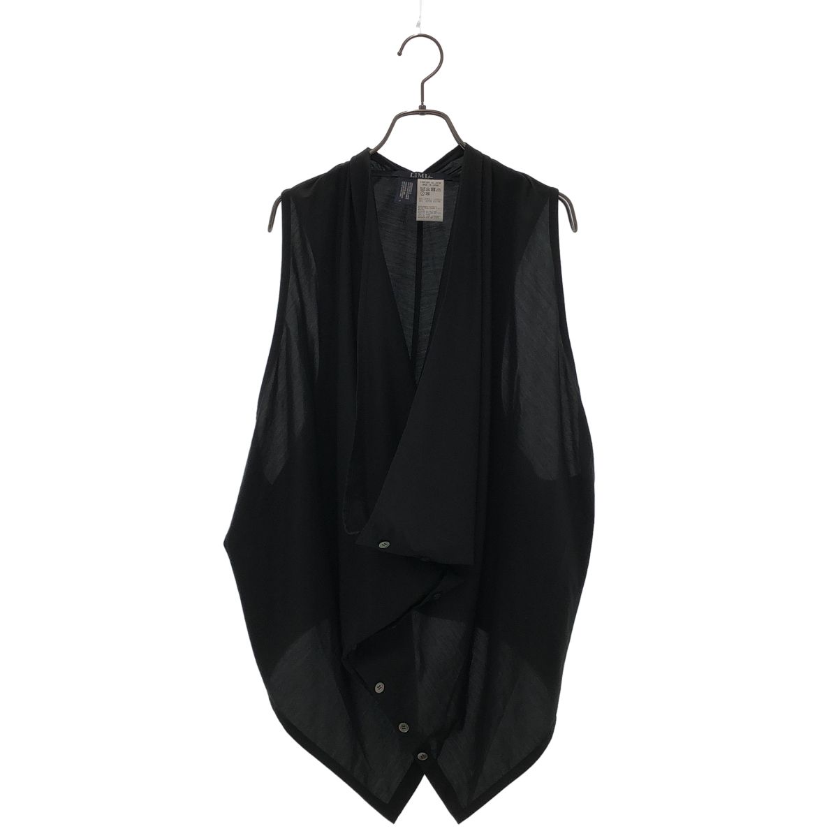 LIMI feu / リミフゥ | 2019SS | リヨセル コットン ヘムボタン 変形 ノースリーブブラウス | S | ブラック | レディース