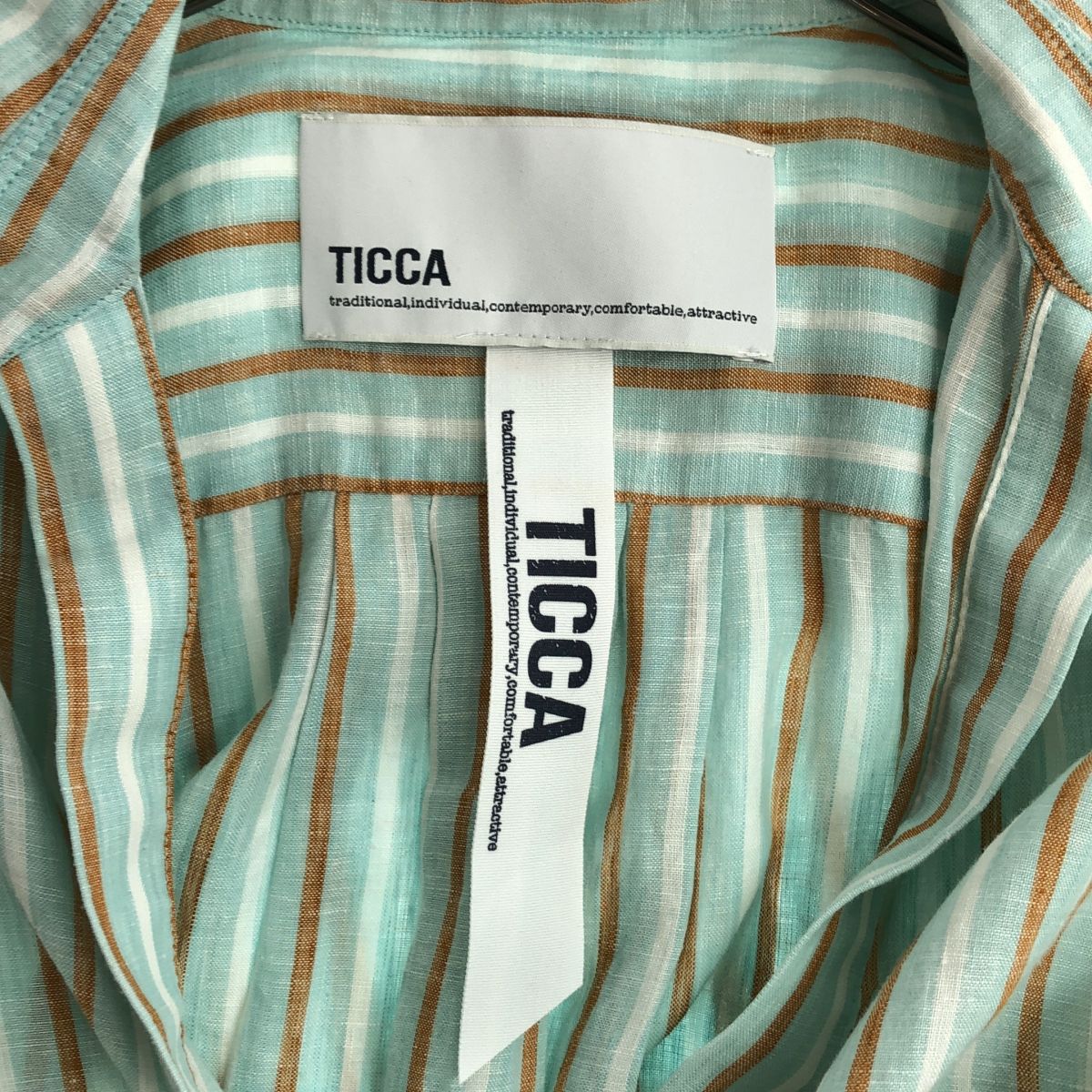 TICCA / ティッカ | リネン ストライプ スキッパー シャツワンピース