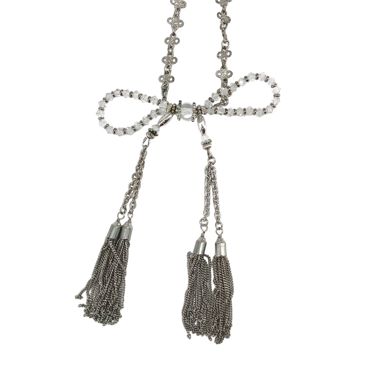 tanakadaisuke / タナカダイスケ | crystal ribbon chain necklace