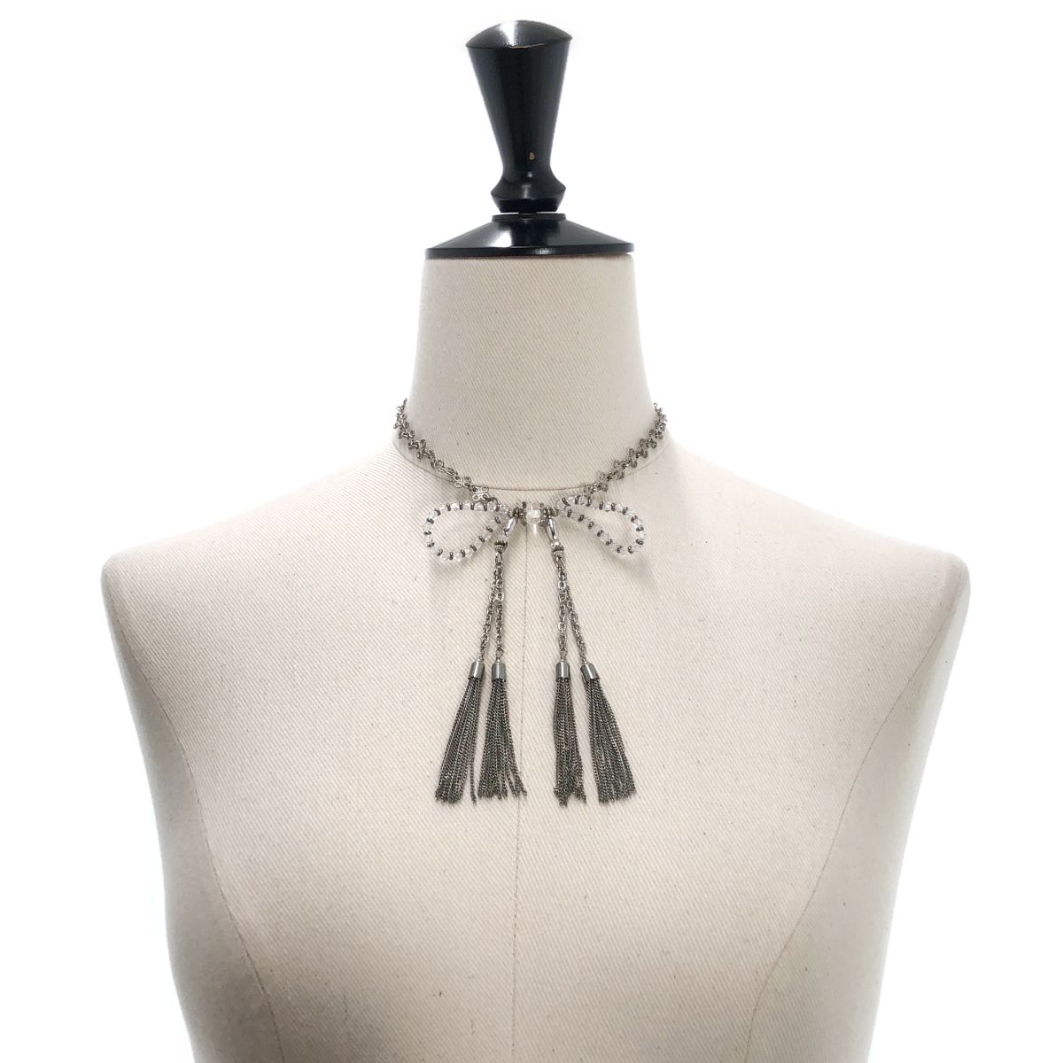 tanakadaisuke / タナカダイスケ | crystal ribbon chain necklace