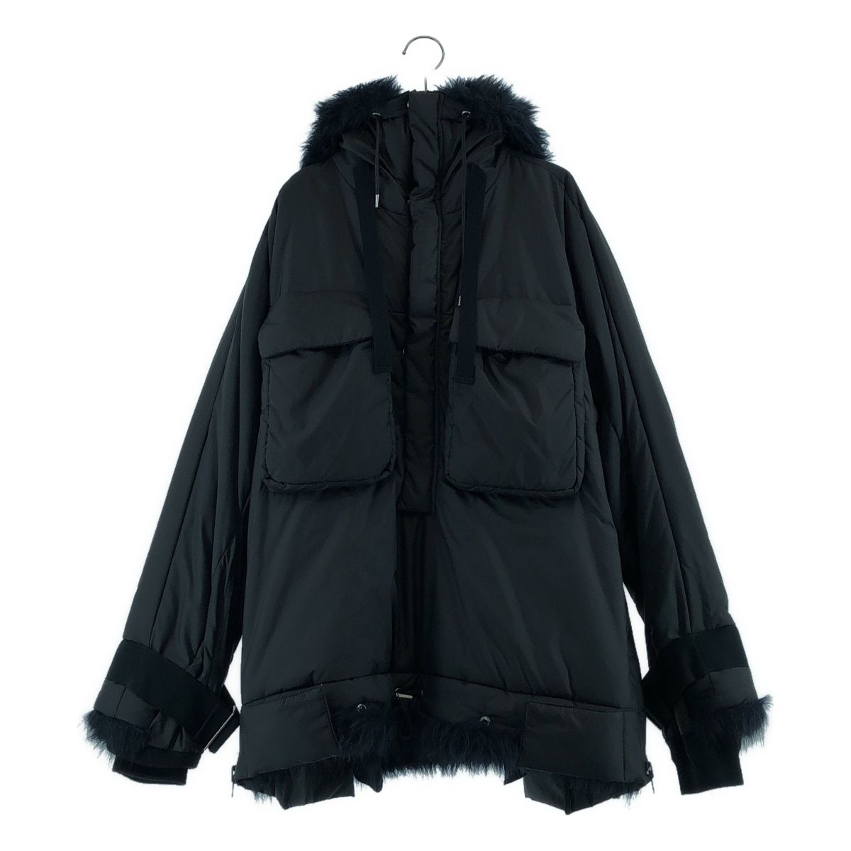 sacai / サカイ | ファー切替 フーデッド パデット ジャケット | 2 | ブラック | レディース