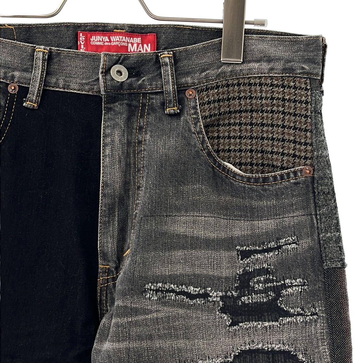 JUNYAWATANABE COMMEdesGARCONS MAN / ジュンヤワタナベマン | 2020AW | × Levi's / 503 再構築 パッチワーク ストレートデニムパンツ | XS | フェードブラック | メンズ JUNYAWATANABE COMMEdesGARCONS MAN / ジュンヤワタナベマン | 2020AW
