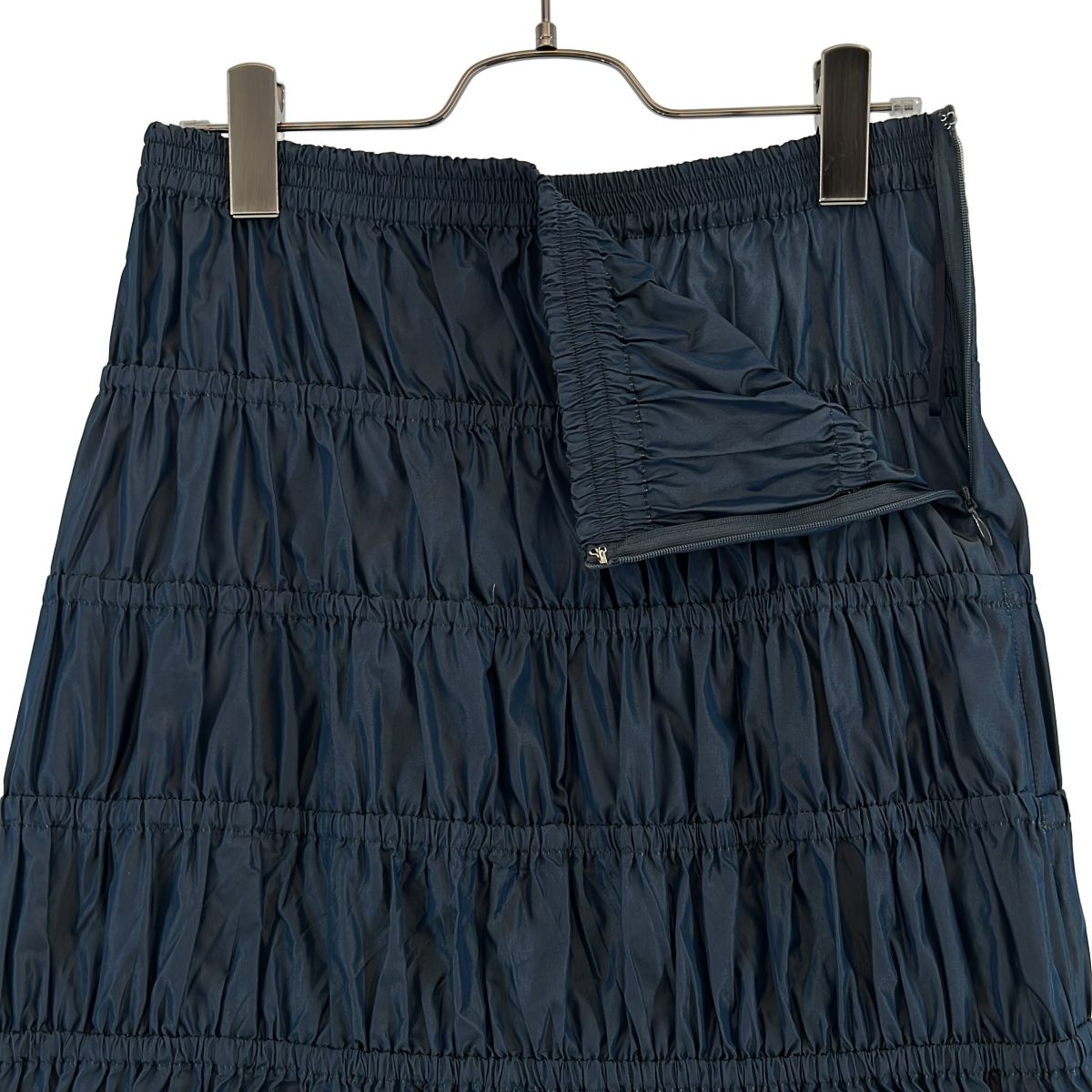 LOEFF / ロエフ | グロッシー タフタ ギャザースカート | 1 | ネイビー