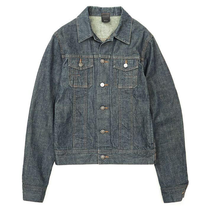 Dior Homme ディオール・オム ジャケット デニム サイズ 44 メンズ ロゴ ボタン Gジャン カーフスキン レザー アウター インディゴ 日本製 45,045円