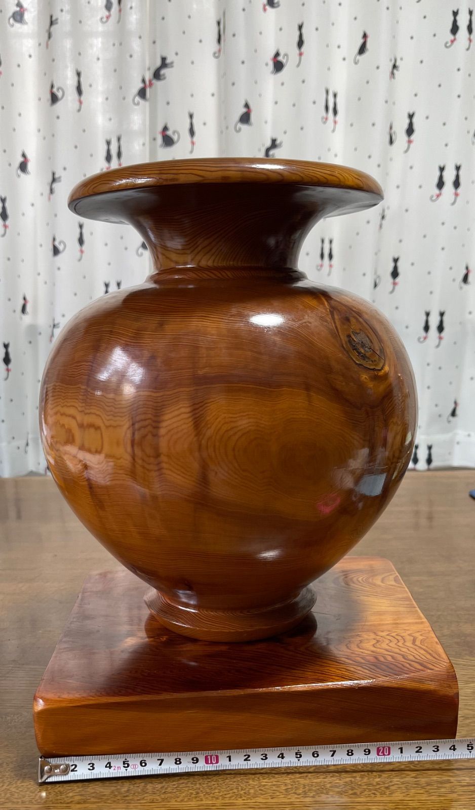 木製花瓶 木目が美しい 一木造り 高さ30cm 口径20cm