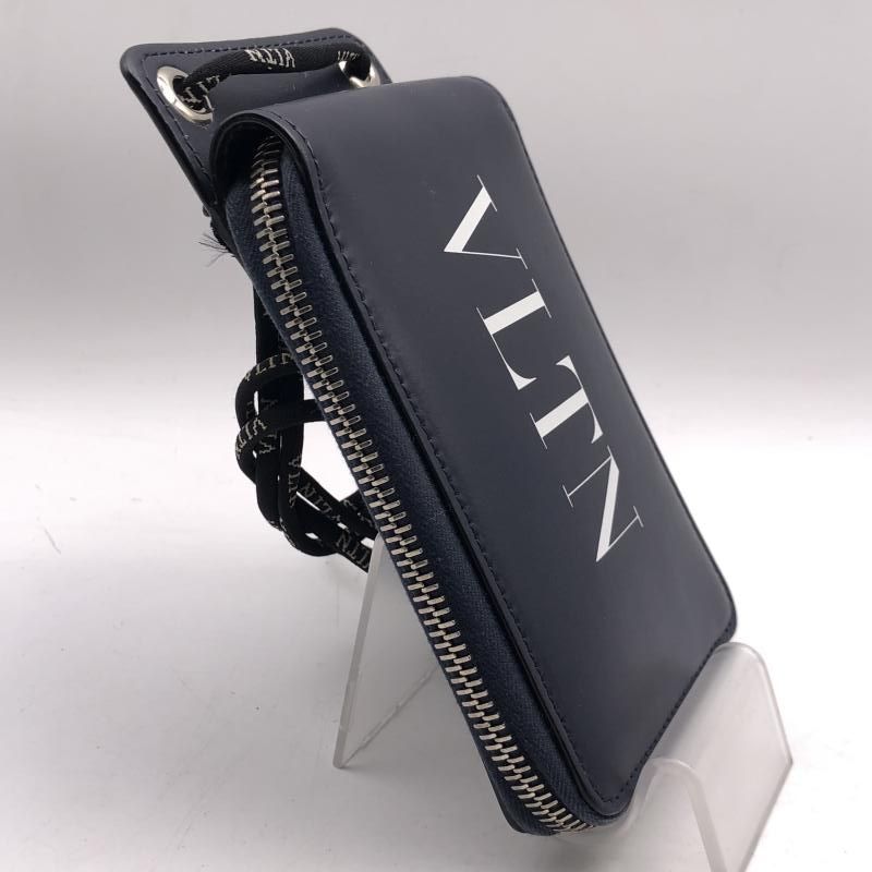 中古】VALENTINO GARAVANI ネックウォレット 財布 ネイビー