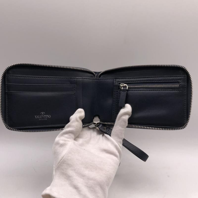中古】VALENTINO GARAVANI ネックウォレット 財布 ネイビー