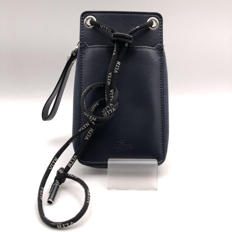 中古】VALENTINO GARAVANI ネックウォレット 財布 ネイビー