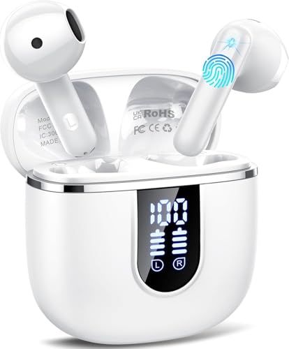【2026年アップグレード版】イヤホン Bluetooth 5.4 ワイヤレスイヤホンENC通話ノイズキャンセリング 全音域HI-FI音質 自動ペアリング 接続瞬時 最大40時間再生 iphone イヤフォン 自動ペアリング LED残量表示 iPhone/Ju