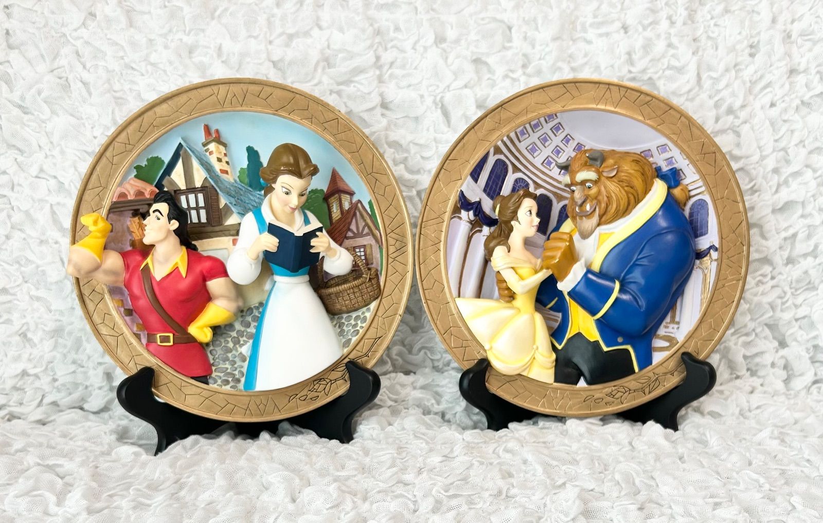 【2枚セット】 美女と野獣 3D 絵皿 レリーフ　プレート　ディズニー　シリアルナンバー入り 7,099円