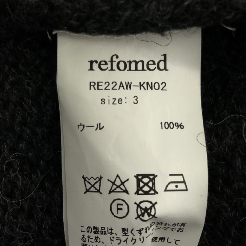 中古】refomed STADIUM KAUCHIN KNIT サイズ3 グレー RE22AW-KN02