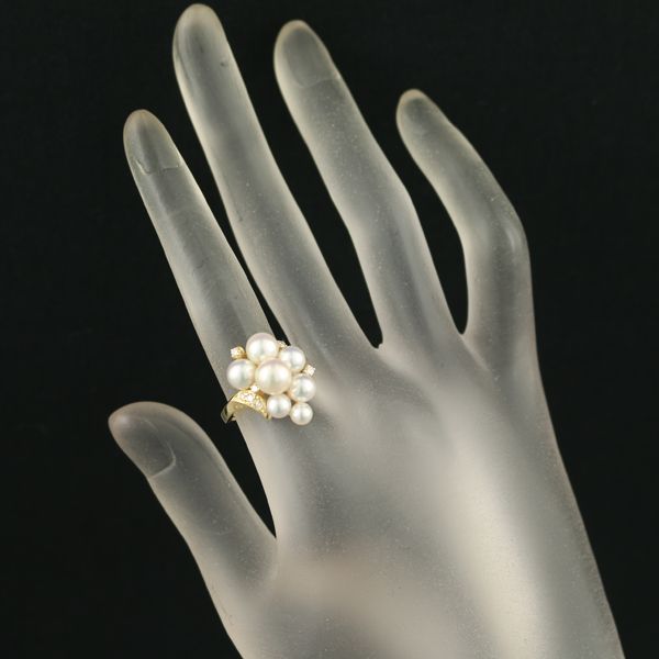 ミキモト リング ベビー パール 真珠 4.0-6.6mm ダイヤ ダイヤモンド