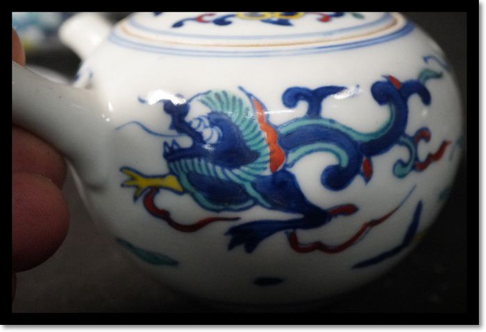 煎茶道具 茶器 急須 三彩 龍紋 茶道具 急須 茶碗 京焼 在銘 蓋付き