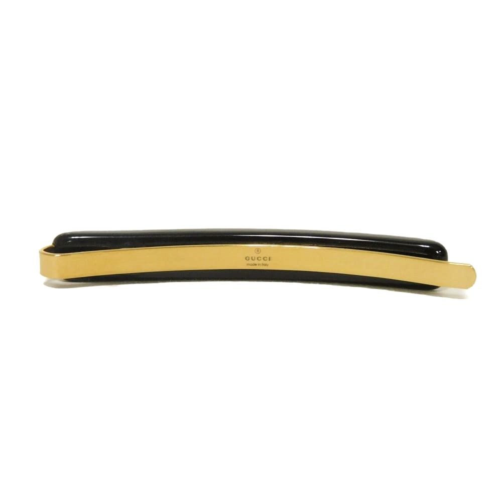 GUCCI グッチ ロゴ クリスタル ヘアクリップ ゴールド クリア ライン