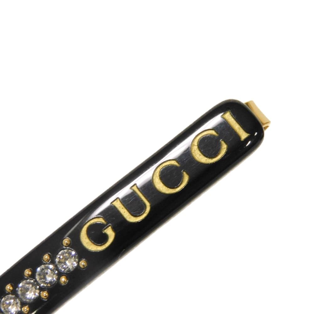 GUCCI グッチ ロゴ クリスタル ヘアクリップ ゴールド クリア ライン