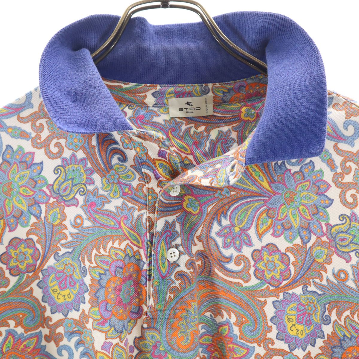 ETRO エトロ イタリア製 ペイズリー柄 半袖 ポロシャツ M ブラック
