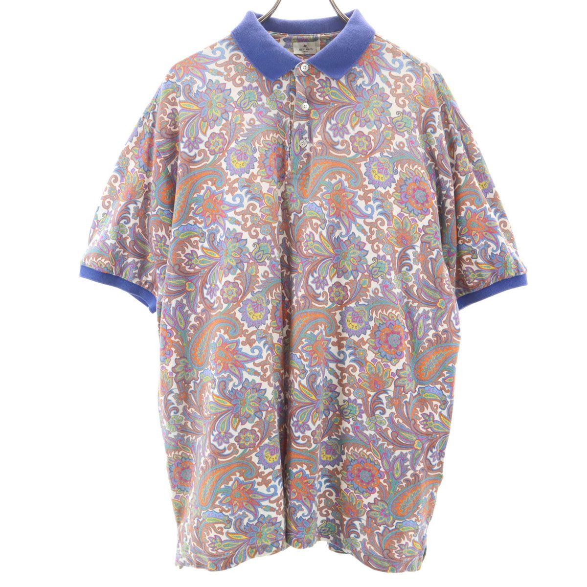 ETRO エトロ イタリア製 ペイズリー柄 半袖 ポロシャツ M ブラック