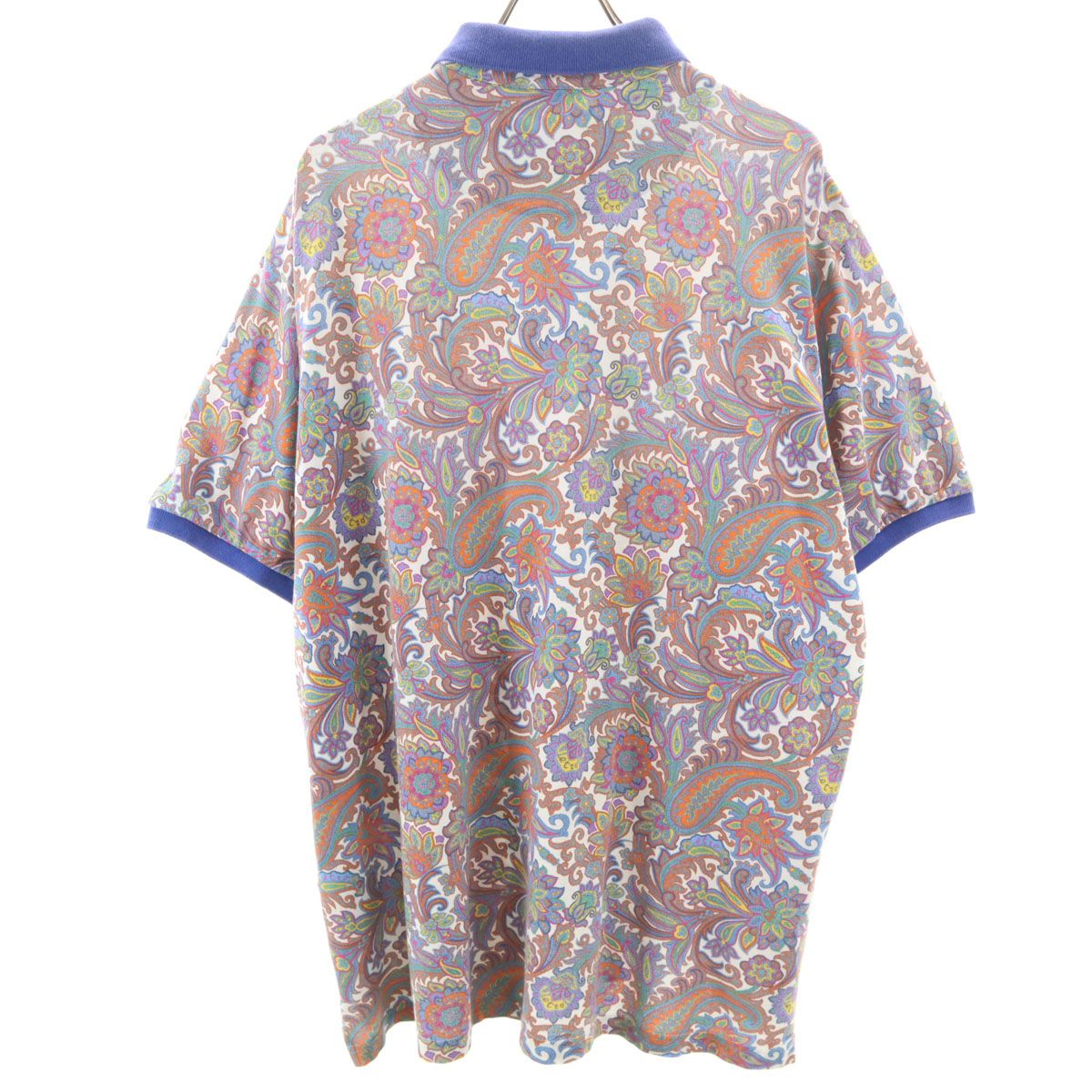 希少！ETRO エトロ 胸元ロゴ刺繍　イタリア製　ペイズリー　ポロシャツ　42L ETRO エトロ イタリア製 ペイズリー柄 半袖 ポロシャツ M ブラック