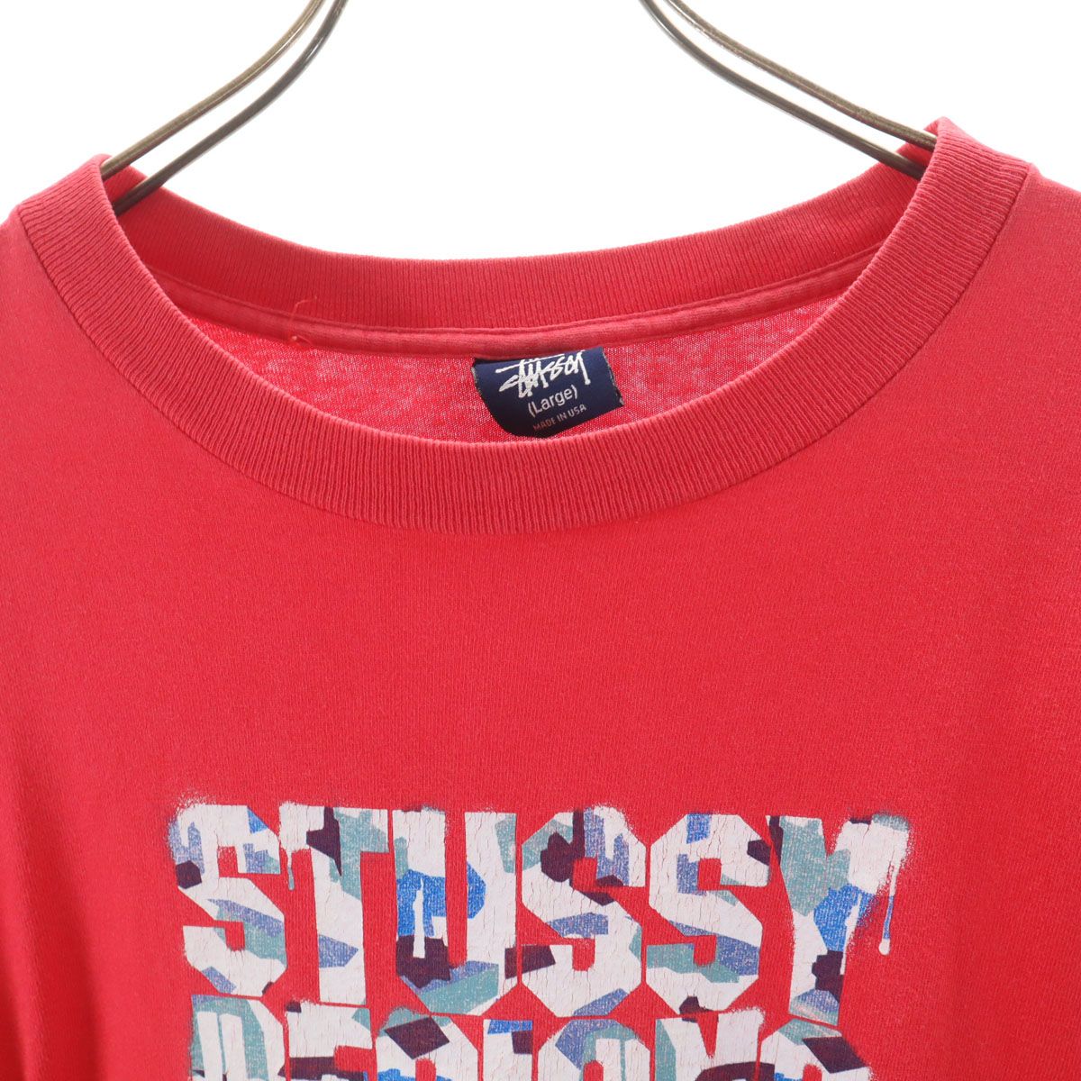 STUSSY ステューシー 90s USA製 オールド 半袖 Tシャツ L レッド
